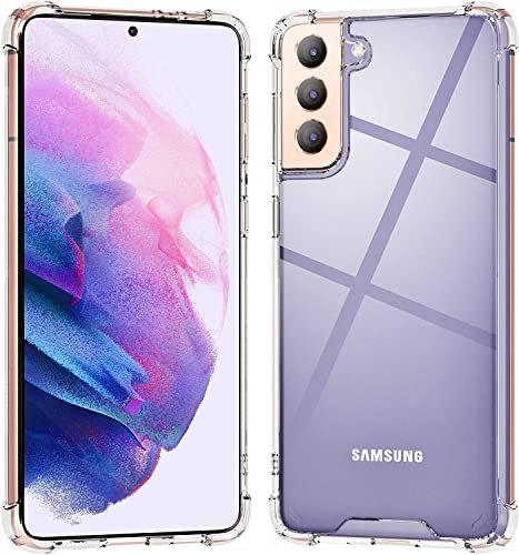 Galaxy S21 Hülle Ultra Crystal Clear Stoßfest Bumper Schutzhülle Handy Back Cover für Samsung 5G Transparent TPU Slim Fit Flexible Haut Männer Frauen Jungen Mädchen Gummi Silikon 4 Ecken