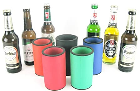 Flaschenkühler für alle genormten Bierflaschen aus bestem 5-6mm dicken Neopren für beste Kühlung - Qualitätskühler (5er Set 0,33L Flaschenkühler Bunte Mischung, 0,33L lange Flasche)