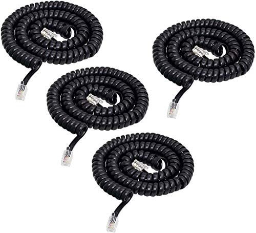 SHONCO Telefonkabel, RJ9 (4P4C) Telefonhörer Spiralkabel,Telefonkabel Kabel für Festnetz-Telefon des Home Office(4Pack 2.5m)