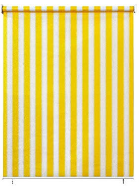paramondo Estor Vertical Enrollable para Exterior Impermeable Resistente Anti UV Protección de la Privacidad 140 x 240 cm Amarillo-Blanco