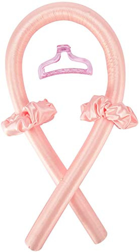 Tragbare No Heat Curls Rod Curls Seidenband Haarrollen Schlafendes Stirnband Wave Soft,Lazy Curler-Set,Wave Formers Hair Curler DIY Haarstyling Tools für langes,mittleres Haar mit Perlbaumwolle (Rosa)