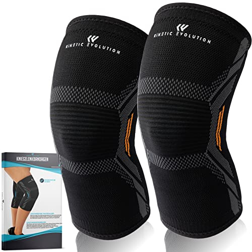 KINETIC EVOLUTION 2 Stück Kniebandage Damen und Herren, Kompression Kniestütze, Sport Knieschoner für Laufen, Kraftsport, Volleyball