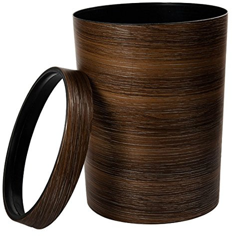 YRHH 10L Retro Style Abfallbehälter Abfall Papierkorb, Mimetic Holz Kunststoff Papierkorb Ohne Deckel Für Büro Badezimmer Schlafzimmer Küche Braun