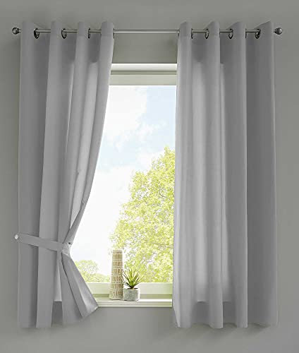 Gardinenbox 2er Set Vorhänge Schal Ösen »Berlin« HxB 145x140 cm Grau Blickdicht Microsatin Lichtdurchlässig Uni Matt, 20405N2