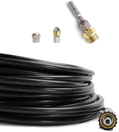 Rohrreinigungsschlauch Set 4-teilig für kompatibel zu Kränzle Stecknippel Family Pistolen light line und Standard inkl. spitze rotierende & starre Düse 3 – 100 Meter (20 Meter)
