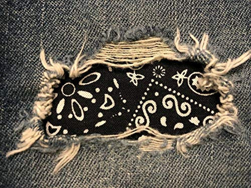 Navy Blue Bandana Peek-A-Boo Iron On Patches by Holey Patches (3 x 5 Set of 2)