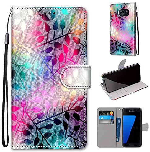 TOMYOU Hülle für Samsung Galaxy S7, Stoßfestes Flip-Holster, Premium Leder PU Handyhülle，Flip Case Wallet mit [Magnetic Closure] für Samsung Galaxy S7