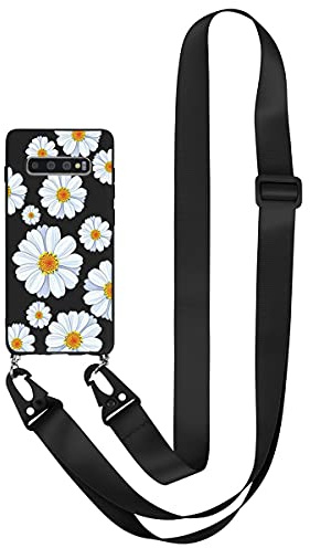 Yoedge Handykette kompatibel mit Samsung Galaxy A70-6,7 Zoll Hülle mit Band, Handyhülle Silikon mit Kordel Necklace Schnur Stoßfest Fallschutz Bumper Schutzhülle für Samsung A70, Blüte 1