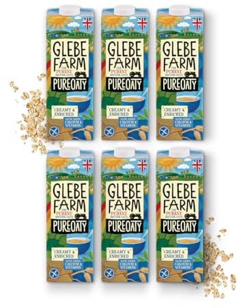 Glebe Farm PureOaty Creamy & Enriched - Barista Style Gluten Free Dairy Free & Vegan Coffee Creamer, High Protein with Calcium & Vitamin B12, 6 x 1 Litre