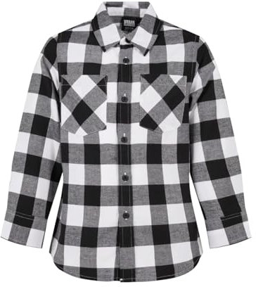 Urban Classics T- Shirt à Carreaux en Flanelle pour garçon Chemise, Noir/Blanc, 134-140 cm
