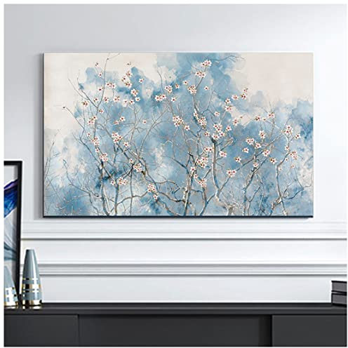 Weich 19''-65'' Hülle Bezug für Fernsehen Staubdicht TV-Abdeckung Schutzhülle Vogel-Baummuster TV-Displayschutz Flachbildschirm, Leinen-Baumwoll Stoff(Size:55in,Color:3)