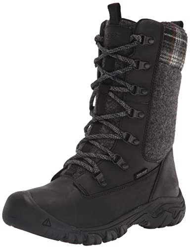 KEEN Damen Greta Tall Boot Waterproof Schneestiefel, Black Plaid, 36 EU