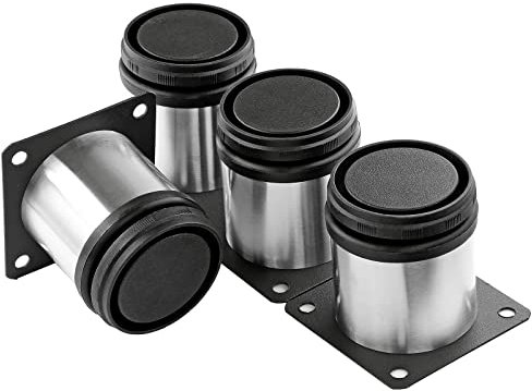 Masendelk Lot de 4 pieds de meubles en métal de 6,3 cm en acier inoxydable - Pieds de table ronds pour table basse, armoire, bureau, canapé, étagères