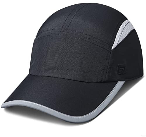 GADIEMKENSD Unisex Hats Baseball Cap UPF 50+ Sun Quick Dry Lightweight Breathable Reflective Trucker Hat Outdoor Hiking Fishing Run Golf Sports A Dad Mesh Hats Running Hat Ponytail for Unisex Black XL