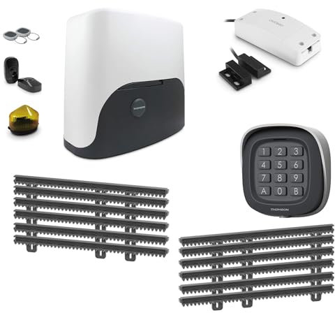 THOMSON - Kit motorisation pour Portail Coulissant 500044-1 motorisation 1 kit de crémaillère de 6 mètres + 1 kit WiFi connecté + 1 digicode sans Fil