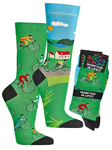 krautwear Herren Damen 2 Paar Lustige Bunte Gemusterte Fun Sneaker Socken Witzige Strümpfe Baumwolle (36-41, Radsport)