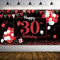 30. Geburtstagsfeier Dekorationen Banner Hintergrund Extra Große Rot Schwarz Stoff Schild Poster Geburtstagsfeier Banner für Deko 30 Geburtstag Frau Mann