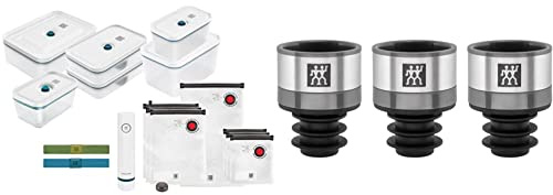 ZWILLING Set Sottovuoto, Plastic, La-Mer, 16-pz & Set Sottovuoto per Il Vino, Acciaio Inossidabile, Grigio
