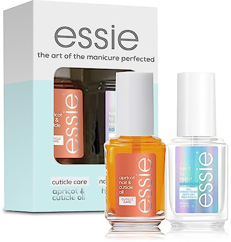 Essie Nail and Cuticle Care Duo Kit, Hard to Resist Advanced Nail Strengthener & Apricot Cuticle Oil