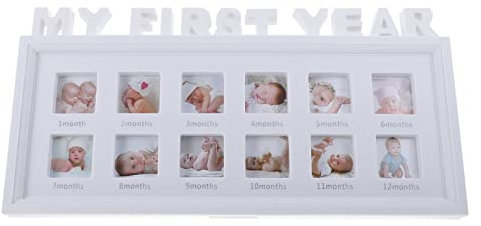 Homoyoyo Babyrahmen Ornamentrahmen Vintage-rahmen Mama Rahmen Aufbewahrung Gipsabdruck Baby-andenken Mein Erstes Jahr Erste Muttertagsgeschenke Foto Bilderrahmen Neugeboren Weiß