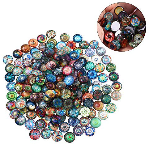 BANGHA Mosaique,Tesselles Mosaique 100pcs 10 mm de mosaïque Ronde Mixte colorée pour Artisanat de mosaïque de Verre