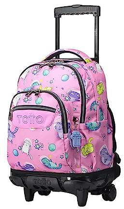 TOTTO Mochila escolar con ruedas gatos astronautas - Renglones TAMAÑO GRANDE