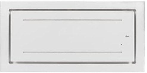 GURARI Deckenhaube GCH C 341 WH 90 Prime Einbau Dunstabzugshaube 90 cm Weiß Glas mit Fernbedienung | Saugstark 1000 m³ | LED Strip | Timer | Decken Abzugshaube Umluft/Abluft