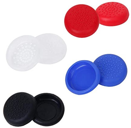 Tiuimk PS4 Controller Joystick Cap Button Covers (2er-Pack) – Schwarz, Rot, Blau, Weiß – kompatibel mit PlayStation 4 Controller – Ersatz, Schutz, einfach zu ersetzen – Premium-Kunststoffmaterial