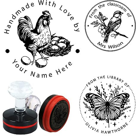 PLIGREAT Benutzerdefinierte Textstempel Personalisierte Geschäftsstempel Ex Libris Stempel Benutzerdefinierte Adresse Namensstempel für Festival Hochzeit Brief Buchbesitzer Lehrer, 16 Designs