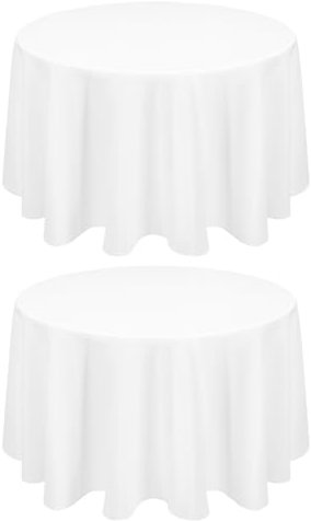 2 Stück Tischdecke Runde 177 cm, Runde Polyester Weiß Tischdecke, Flecken Knitterfeste Tischdecke,Waschbare Runde Tischdecken aus Stoff für Hochzeit, Bankett Party, Restaurant,Weihnachten