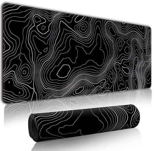 Topographic Contour Large Mouse Mat Gaming,Mouse Mat Large Mouse Pad Gaming, 31.5x11.8in Keyboard Mousemat Desk Mat with 3mm Non-Slip Base,Mousepad for Gaming Office Work