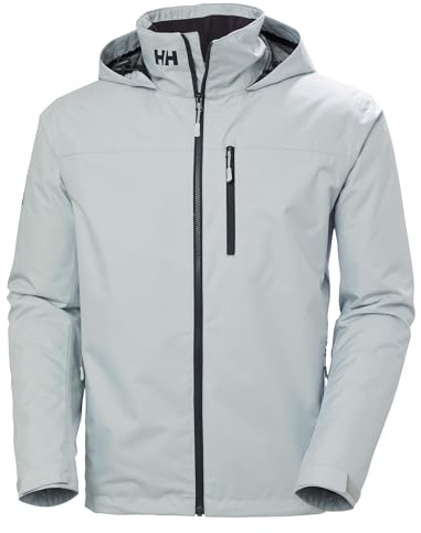 Helly-Hansen Crew Hooded Midlayer 2.0 Waterproof Jackets for Men with Insulated Windproof Sailing Fabric and Packable Hood, 853 Grey Fog - 5XL