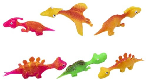 STOBOK 6 Stück Dinosaurier Fingerschleuder Spielzeug – Dehnbares TPR-Material, Zufällige Farben, Ideal Für Innen- Und Außenwettbewerbe, Lustiges Katapultspielzeug Für Kinder