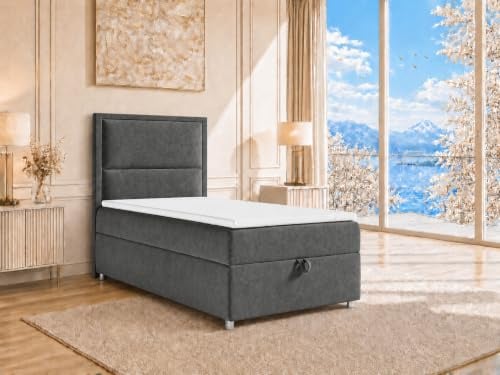 Best For Home Boxspringbett Trinity k-11 mit 7-Zonen Bonell-Federkernmatratze | Boxspringbett 70x200 | Boxsprintbett mit Matratze Und Stauraum | Polsterbett 70x200 - Lieferung bis Bordsteinkante