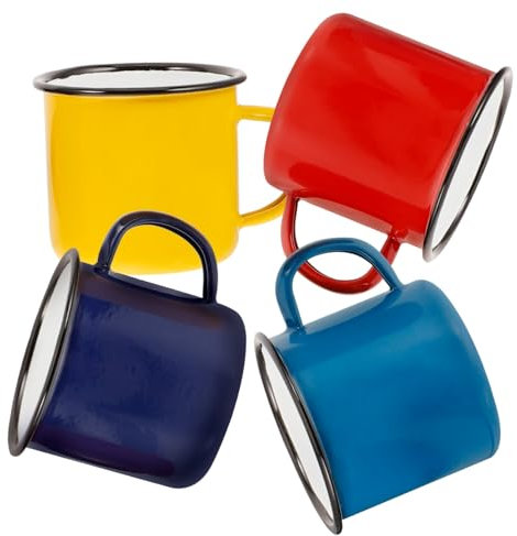 YARNOW 4stücke Emaille-tassen Vintage-stil Kaffeebecher Emaillegeschirr Wasserbecher Klassisches Design Für Reisen Camping Büro Und Familie