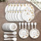 Four Leaf Dine Smart Melamine 32 Pieces Dinner Set Heat-Resistant | Unbreakable & Durable | Shatter-Resistant | Light-Weight | BPA Free (Brown Flower)
