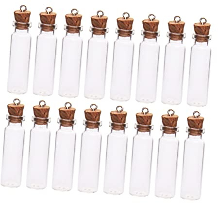 Holibanna 50Pcs 2ml Mini Glass Jars with Cork Stoppers Eye Screws DIY Wish Bottles for Message Potpourri Jelly Balls Wedding Party Favours 11x35mm