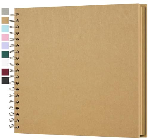 Yopih 10x10in Scrapbook Album, Acid-Free Kraft Paper 20 Sheets 40 Pages