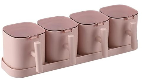 Botes Especias Caja De Condimentos De Cocina, Tarro De Condimentos Combinado, Salero De Plástico, Almacenamiento De Condimentos, Juego De Botellas De Condimentos Salero Y Azucarero Cocina ( Color : Ro