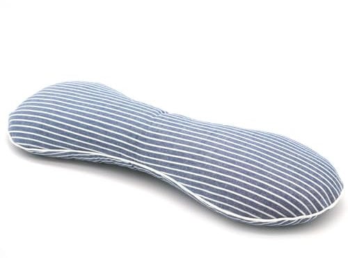 EDMILE Buckwheat Pillow Cervical Neck Pillow, Buckwheat Hulls Filling Cooling Lumbar Support Pillow, Adjustable Firmness Ergonomic Design with Washable Cover, Blue 19X7