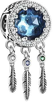 Damen Beads Charms 925 Sterling Silber Cubic Zirconia Sparkling Feder Charms Anhänger für Europäischen Armband und Halskette Geschenke für Frauen