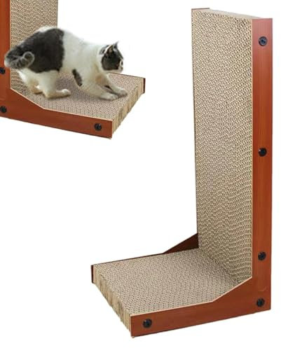 Rascador de cartón para gatos – Rascador de cartón en forma de L para gatos | Rascador de entretenimiento para mascotas para proteger muebles de dormitorio