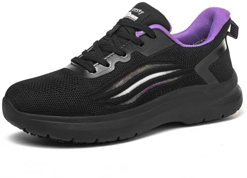Treesky Non Slip Work Shoes for Women Black Purple