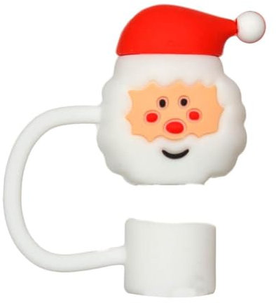 Bduttlefish Christmas Straw Cover For Cup, 1 pcs Cute Santa Christmas Tree Snowman Straw Silicone Straw Stra Dustproof Topper Covers