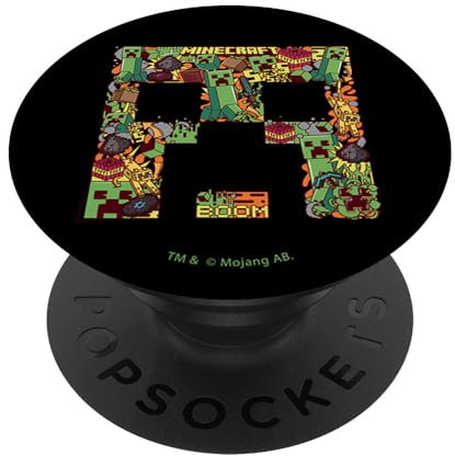 Minecraft Creeper Big Face Collage PopSockets mit austauschbarem PopGrip