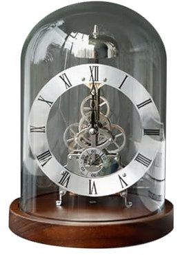 SHOYDID Quarz Mechanische Retro Transparent Schreibtischlampe, mit LED-Nachtlicht, Schreibtischschmuck (silber)