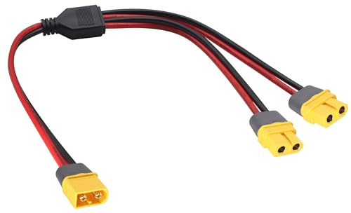 AAOTOKK XT60 Männlich auf Weiblich Y-Splitter 12V 14AWG Kabel Doppelte Verlängerung Verlängerung Linie,Passend für Sonnenkollektoren,Drohnen,Wohnmobile,Schiffe,etc.(37cm/1M bis 2F)