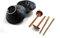 Stoneware Ramen Bowl Set of 2-1000ml with Wooden Chopsticks & Spoons | Japanese Noodles Bowl for Soup Salad Pho Cereal Pasta-Microwave & Dishwasher Safe-Gift Collection | M&W (Black & Blue)