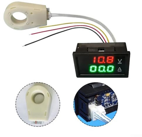 Feegow Digitaler Spannungs-Stromzähler Panel DC 0–300 V – Voltmeter Amperemeter Volt Amp LED-Display – Digitales wasserdichtes Dual-Display Stromspannungsmesser (200 A)