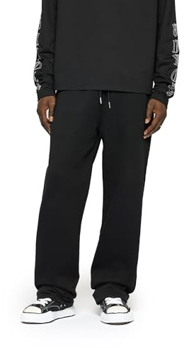 Burocs Basic Wide Sweatpants - Grey - Wide Fit - Herren Jogginghose - B Stickerei - Elastik-Bund - Eingriffstaschen